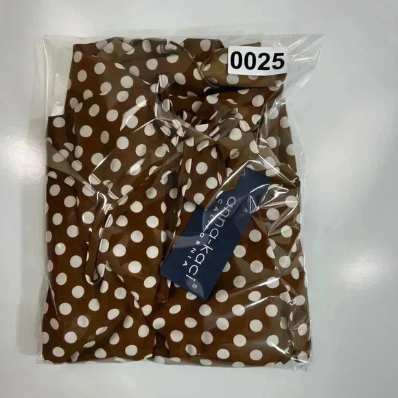 Anna Kaci California1XL Boho Midi Halter Dress Brown Asym polka dot Western NWT - Picture 16 of 16